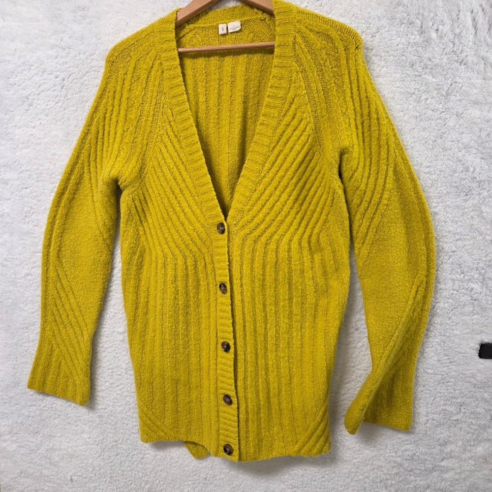 MOTH Yellow Textured Knit Cardigan Sweater‎ Size S P